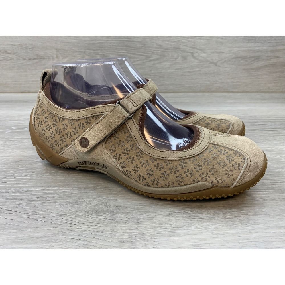 Merrell Circuit MJ Taupe Print Mary Jane Suede Sneakers Women's 7.5 Trail Shoes